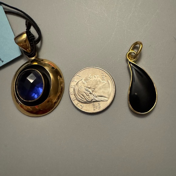 New Charles Albert alchamia blue lab created stone pendant + free black pendant - Picture 3 of 6